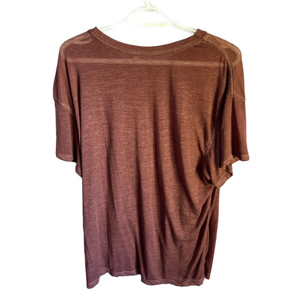 free people mesh gym athletic wear burgundy shirt - Picture 2 of 4